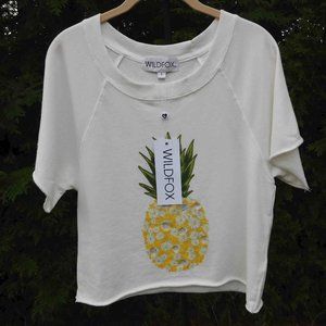 Wildfox Cropped Pineapple Sweatshirt with Raw Hem NWT
